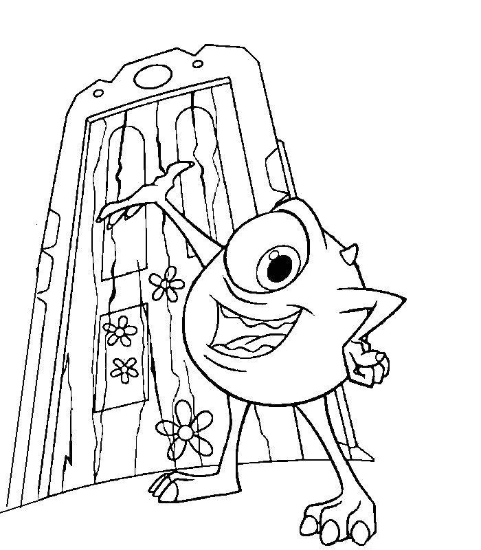 coloriage le monstre cyclope devant la porte
